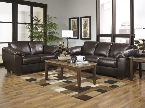 Ashley Bonded Leather Sofa and Loveseat
